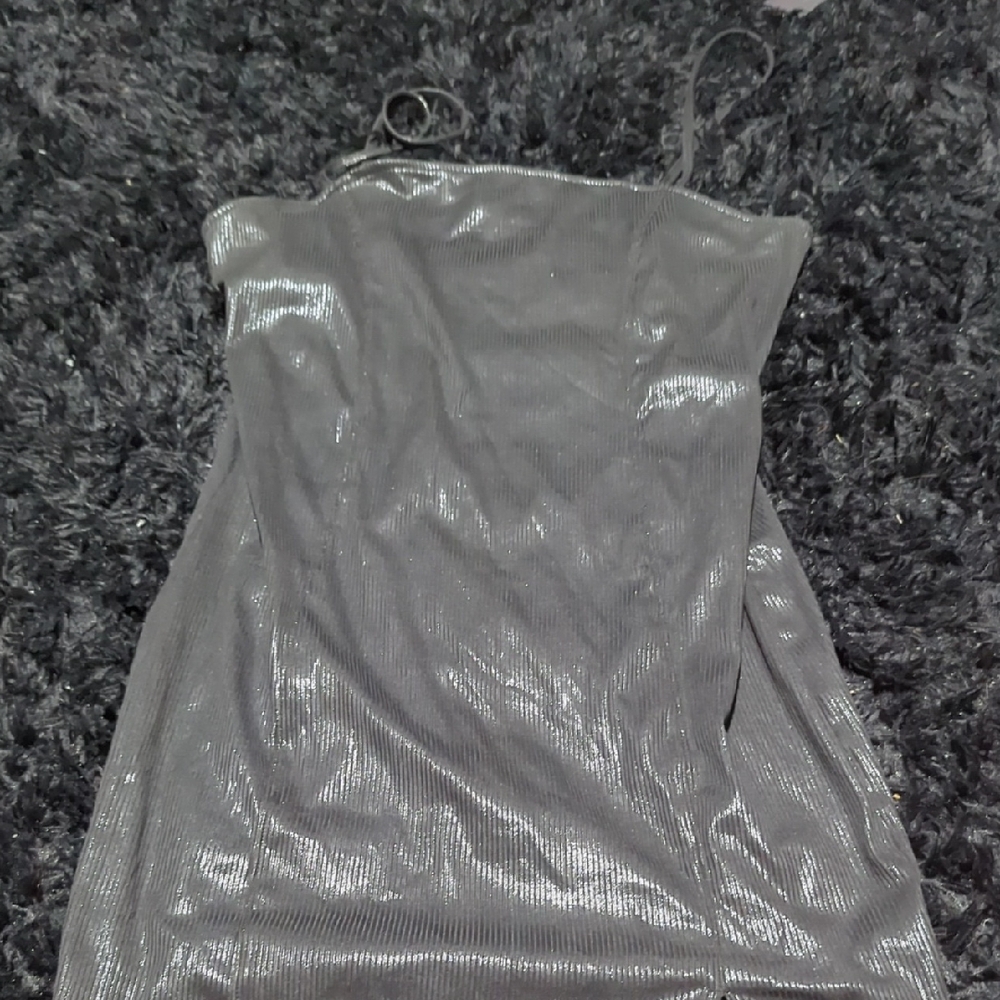 Glamorous Silver Strapless Dress by [Brand]